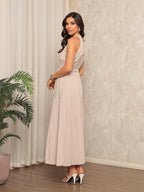 Vendedor IndicadoVestido Longo Feminina Liso Gola Alta Tres Maria Com Cinto