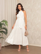 Vendedor IndicadoVestido Longo Feminina Liso Gola Alta Tres Maria Com Cinto