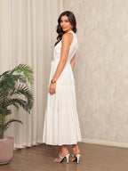 Vendedor IndicadoVestido Longo Feminina Liso Gola Alta Tres Maria Com Cinto