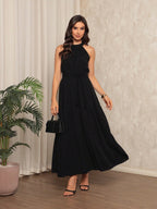 Vendedor IndicadoVestido Longo Feminina Liso Gola Alta Tres Maria Com Cinto