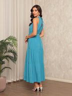 Vendedor IndicadoVestido Longo Feminina Liso Gola Alta Tres Maria Com Cinto