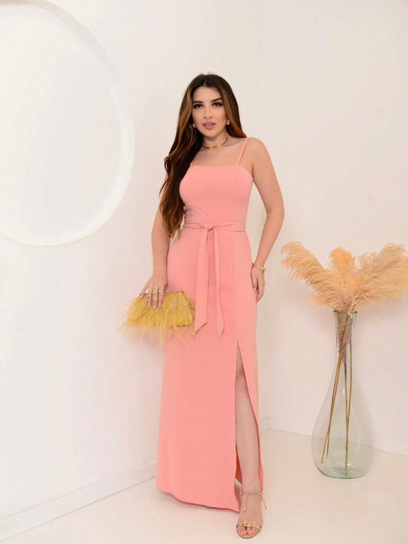 vestido longo feminino de laço tecido duna