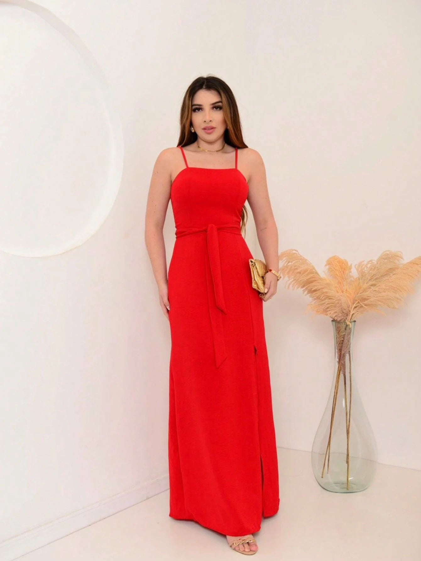 vestido longo feminino de laço tecido duna