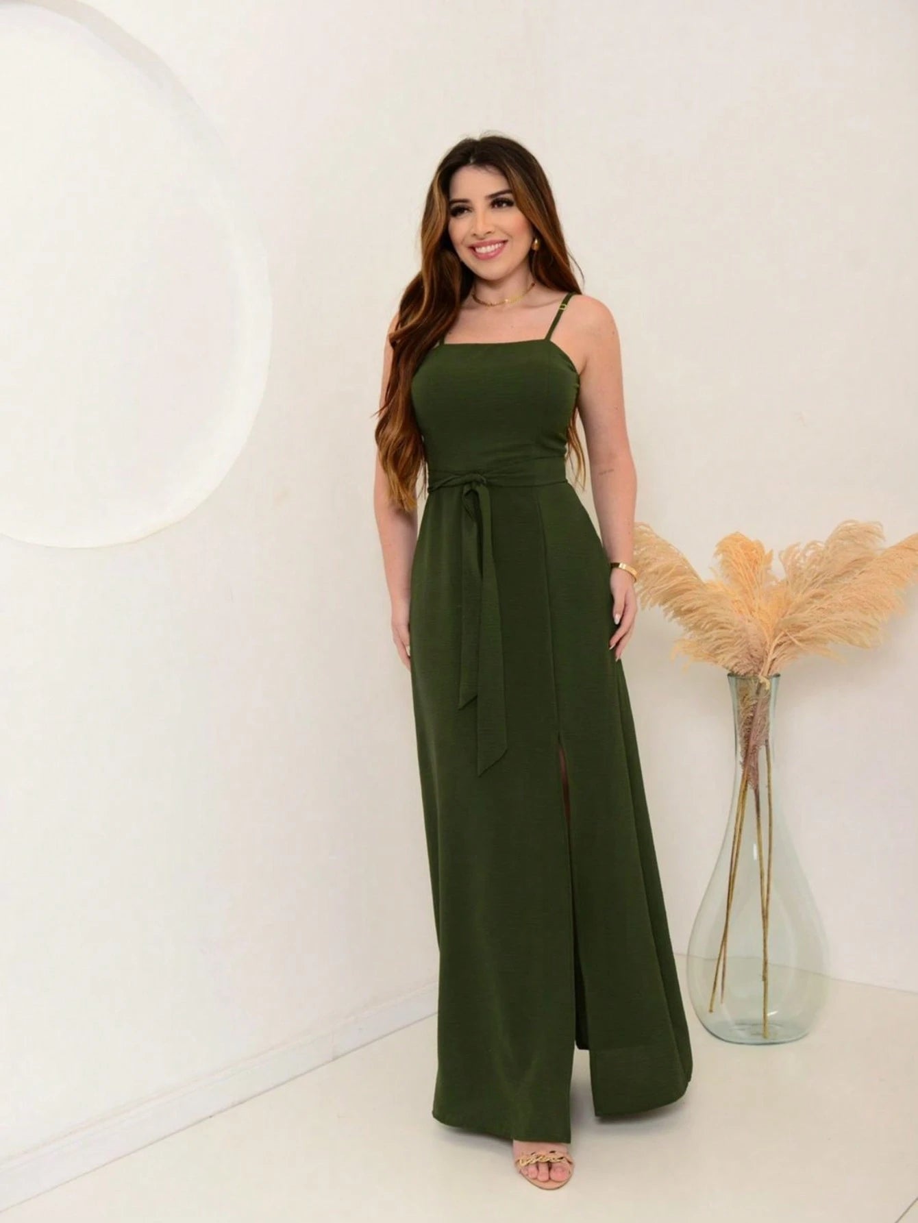 vestido longo feminino de laço tecido duna