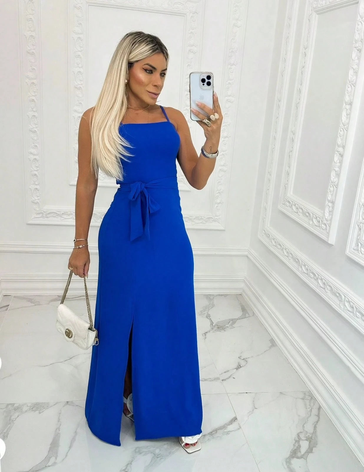 vestido longo feminino de laço tecido duna