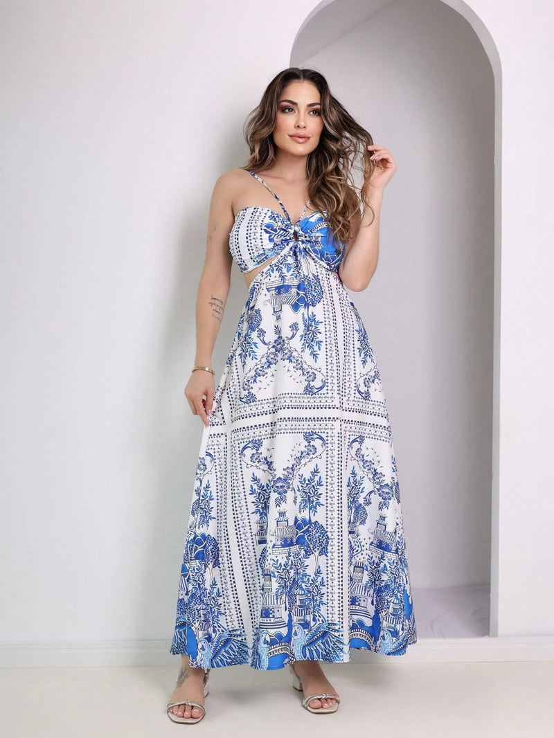 Vendedor Indicado
Vestido Longo Alça Com Bojos Vazado Novo Verâo Moda
