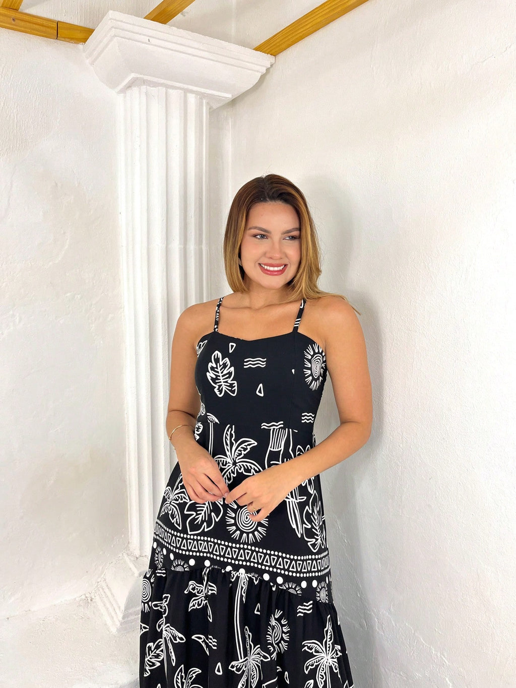 Vendedor Indicadovestido midi estampado viscolinho com lastex e bojo moda blogueir verão