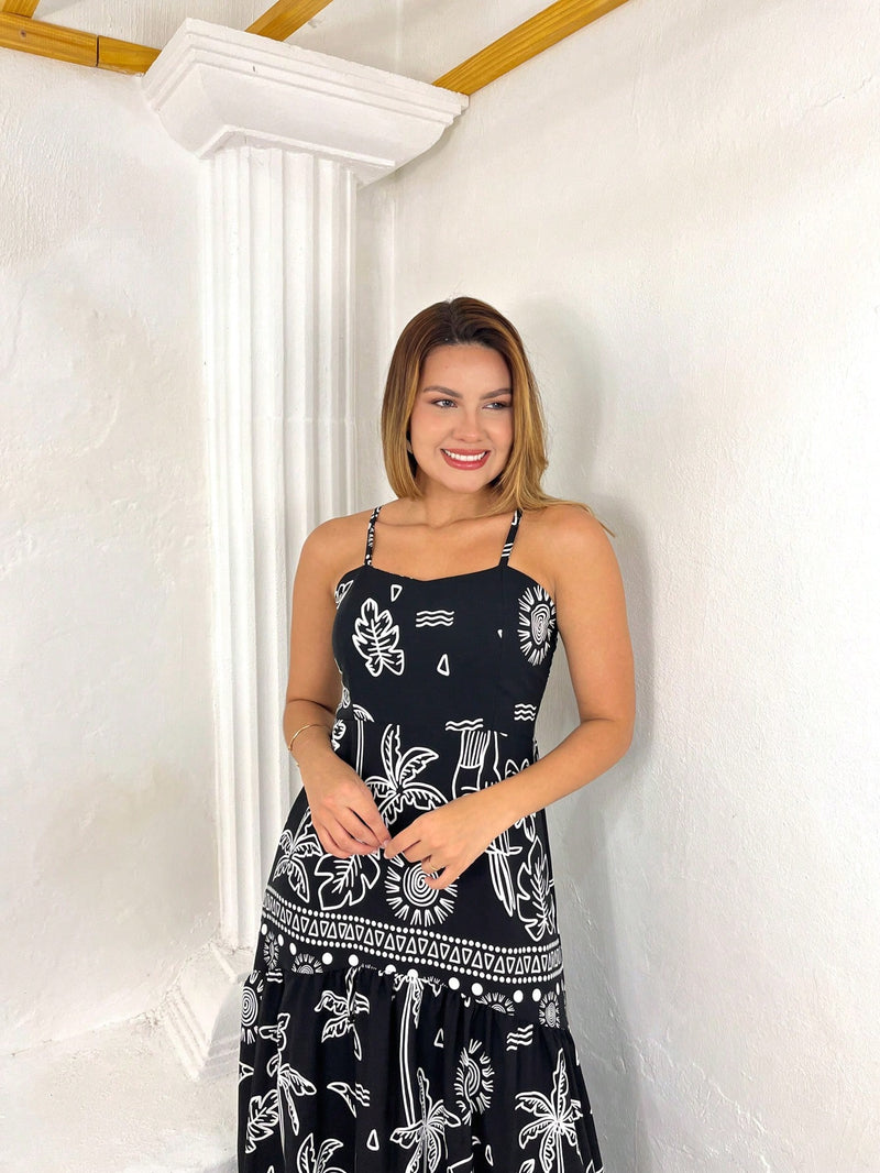 Vendedor Indicadovestido midi estampado viscolinho com lastex e bojo moda blogueir verão