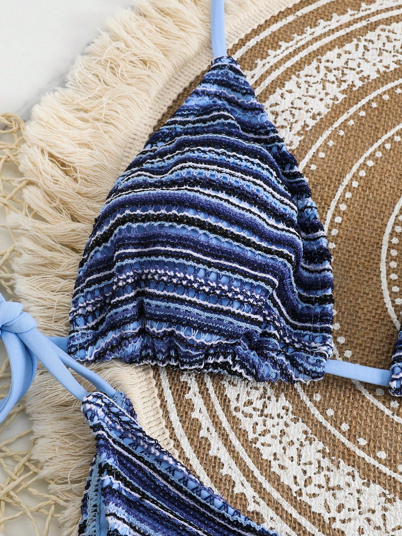 Swim Vcay 3 peças/Conjunto Capa de Crochê de Estilo Boêmio para Maiô Bikini, Saída de Praia