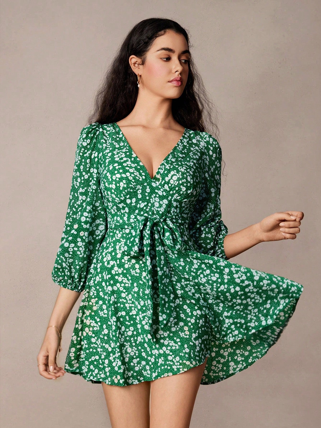 SHEIN Frenchy Com cinto Florzinhas Boho Vestido