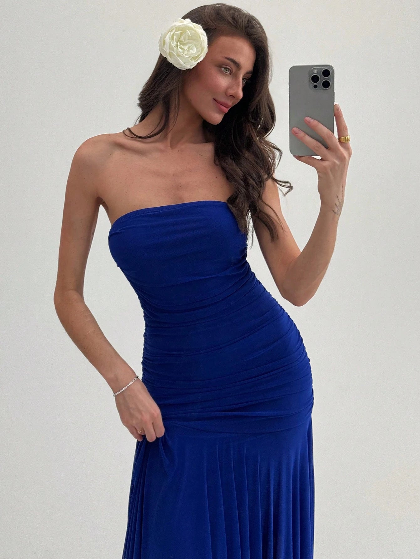 Aloruh Vestido Assimétrico de Babado para Datas e Temporada de Casamento