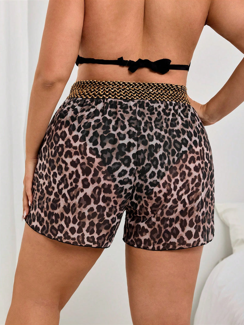 Swim Lushoire mais Shorts de coberturas fita de contraste malha