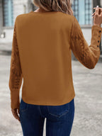 SHEIN LUNE Top Feminino Waffle Branco Com Mangas De Renda