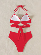 Swim Mod Conjunto de Maiô Bikini sem fio feminino em cores sólidas e simples para verão na praia