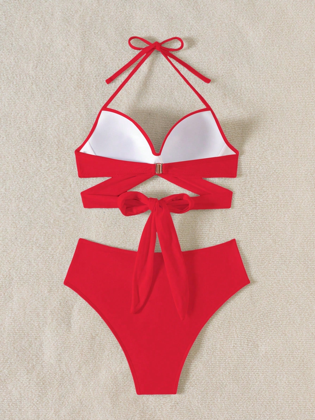 Swim Mod Conjunto de Maiô Bikini sem fio feminino em cores sólidas e simples para verão na praia