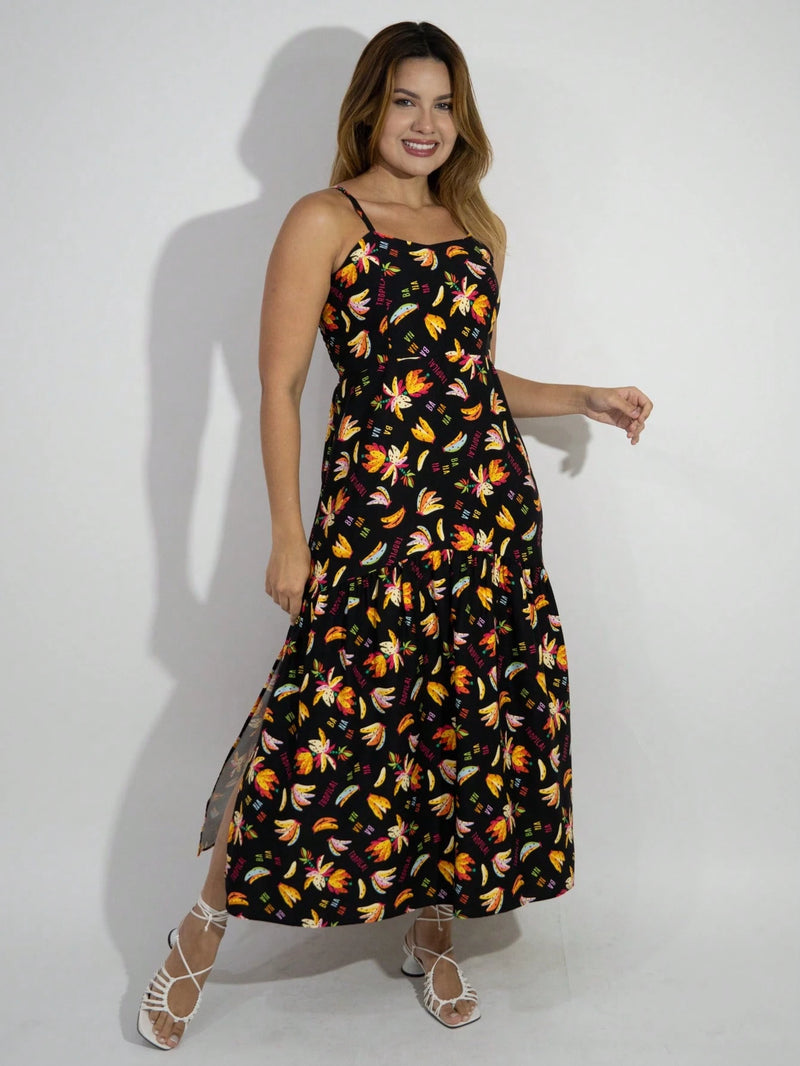 Vendedor Indicadovestido midi estampado viscolinho com lastex e bojo moda blogueir verão