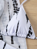3 Peças/Conjunto Maiô Bikini Feminino com Estampa Sexy, Maiô de Verão em Alta