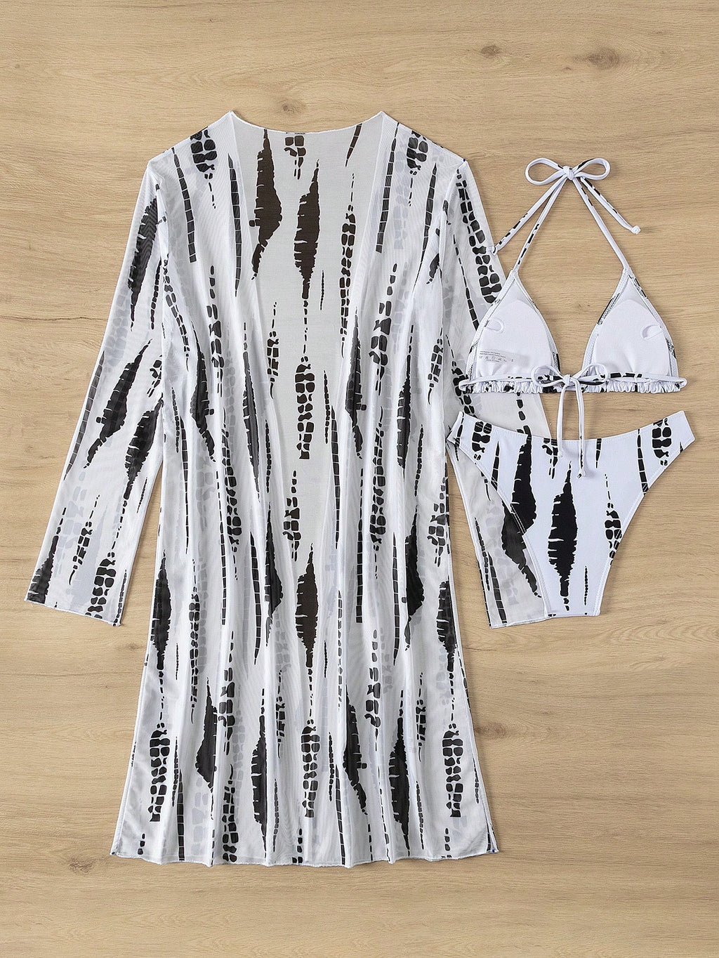 3 Peças/Conjunto Maiô Bikini Feminino com Estampa Sexy, Maiô de Verão em Alta