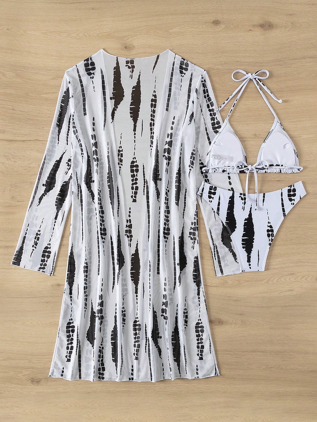 3 Peças/Conjunto Maiô Bikini Feminino com Estampa Sexy, Maiô de Verão em Alta