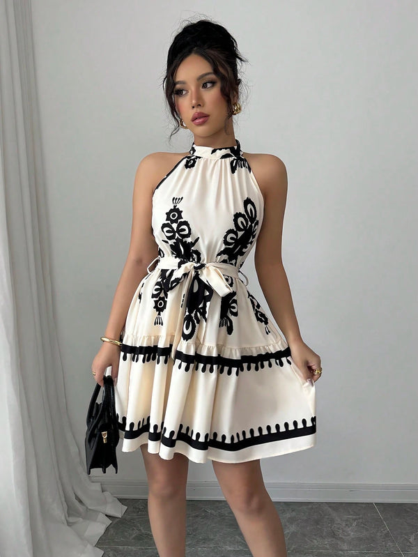 Elenzga Vestido Casual Curto Simples e Elegante sem Mangas, Uso Diário