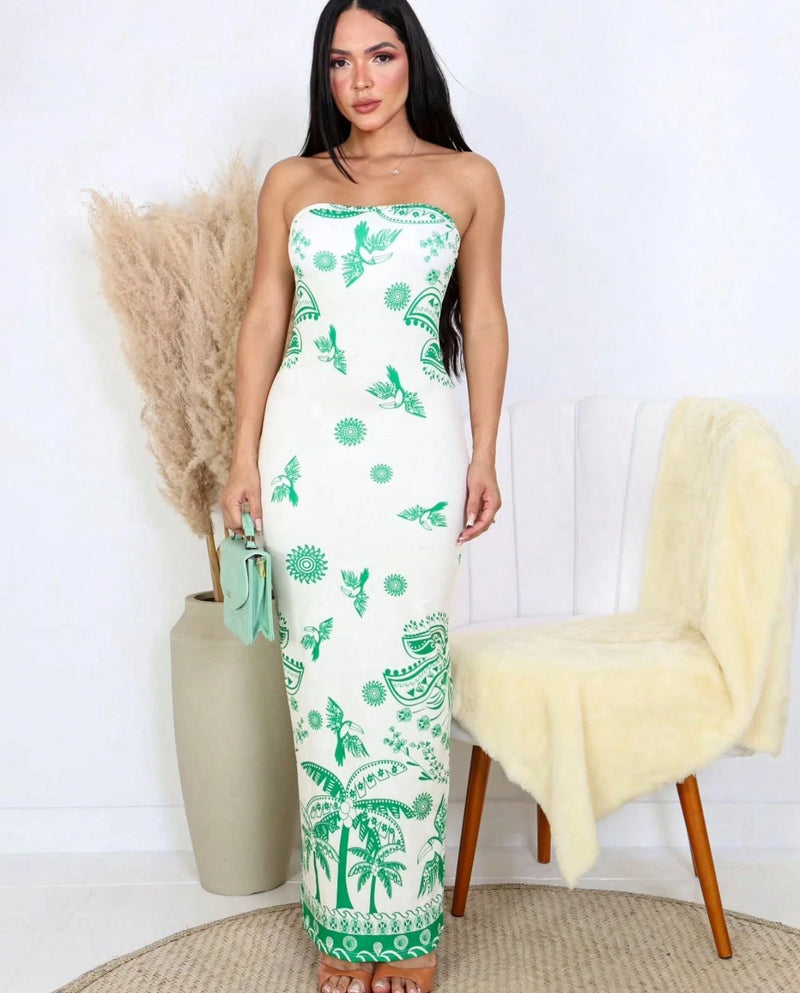 Vestido Tomara Que Caia Longo Inspiração Farme Midi Verão Tropical