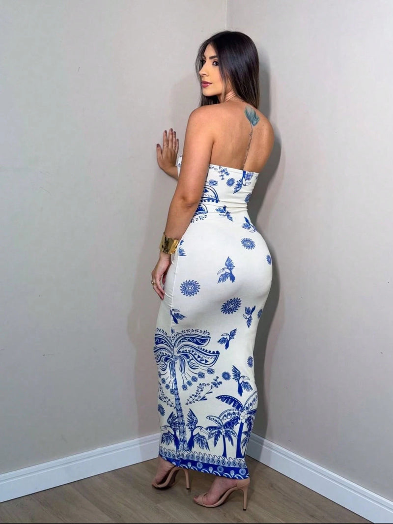 Vestido Tomara Que Caia Longo Inspiração Farme Midi Verão Tropical