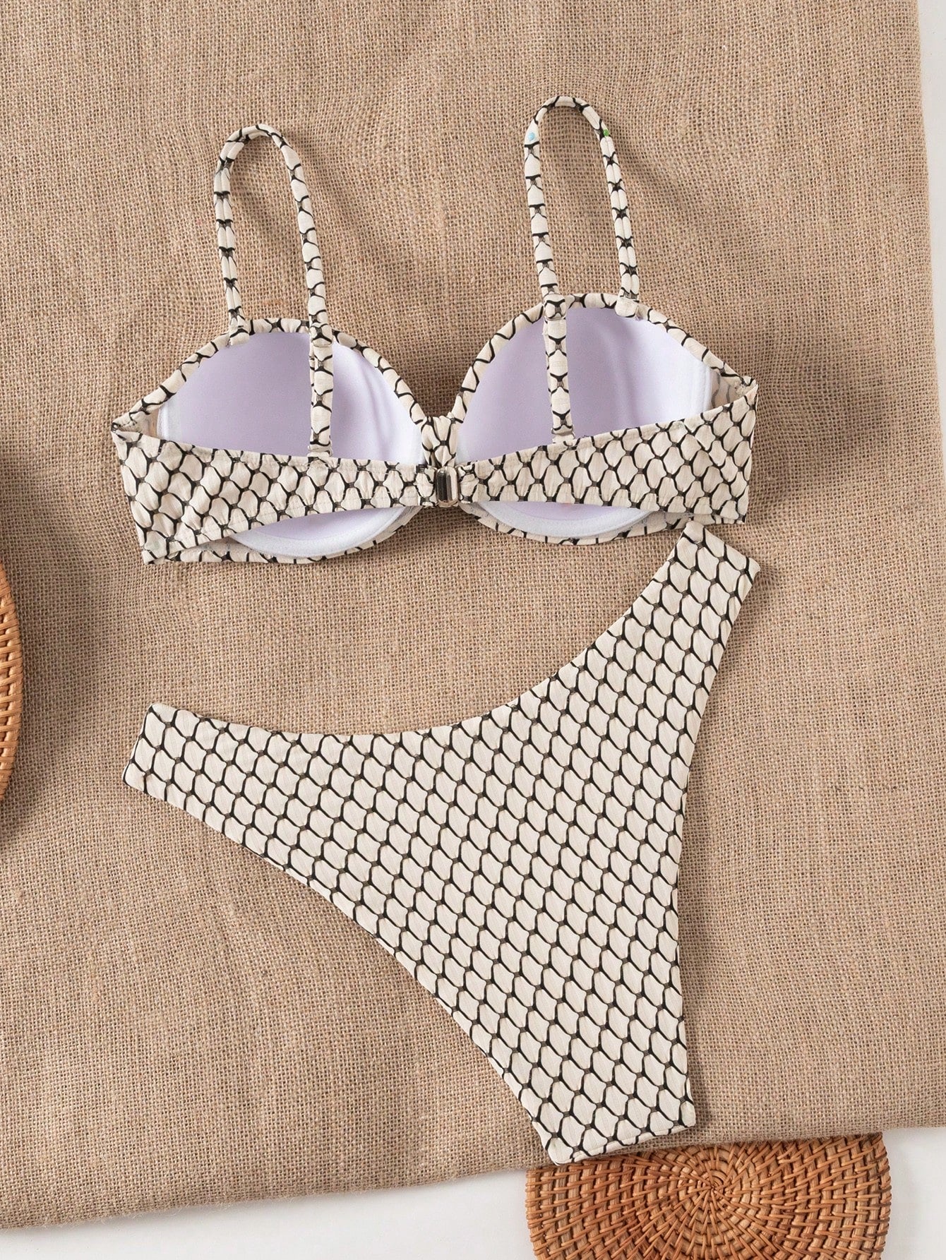 Swim Lushoire Conjunto de Maiô Bikini Texturizado de Duas Peças para Férias na Praia Feminino, Maiô Bikini Bustier para o Verão