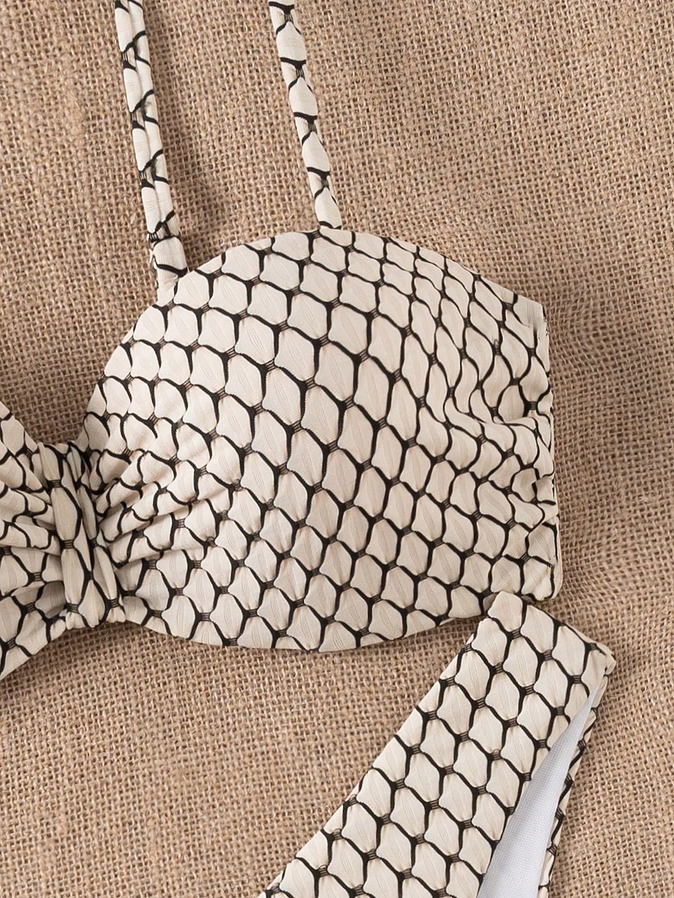 Swim Lushoire Conjunto de Maiô Bikini Texturizado de Duas Peças para Férias na Praia Feminino, Maiô Bikini Bustier para o Verão