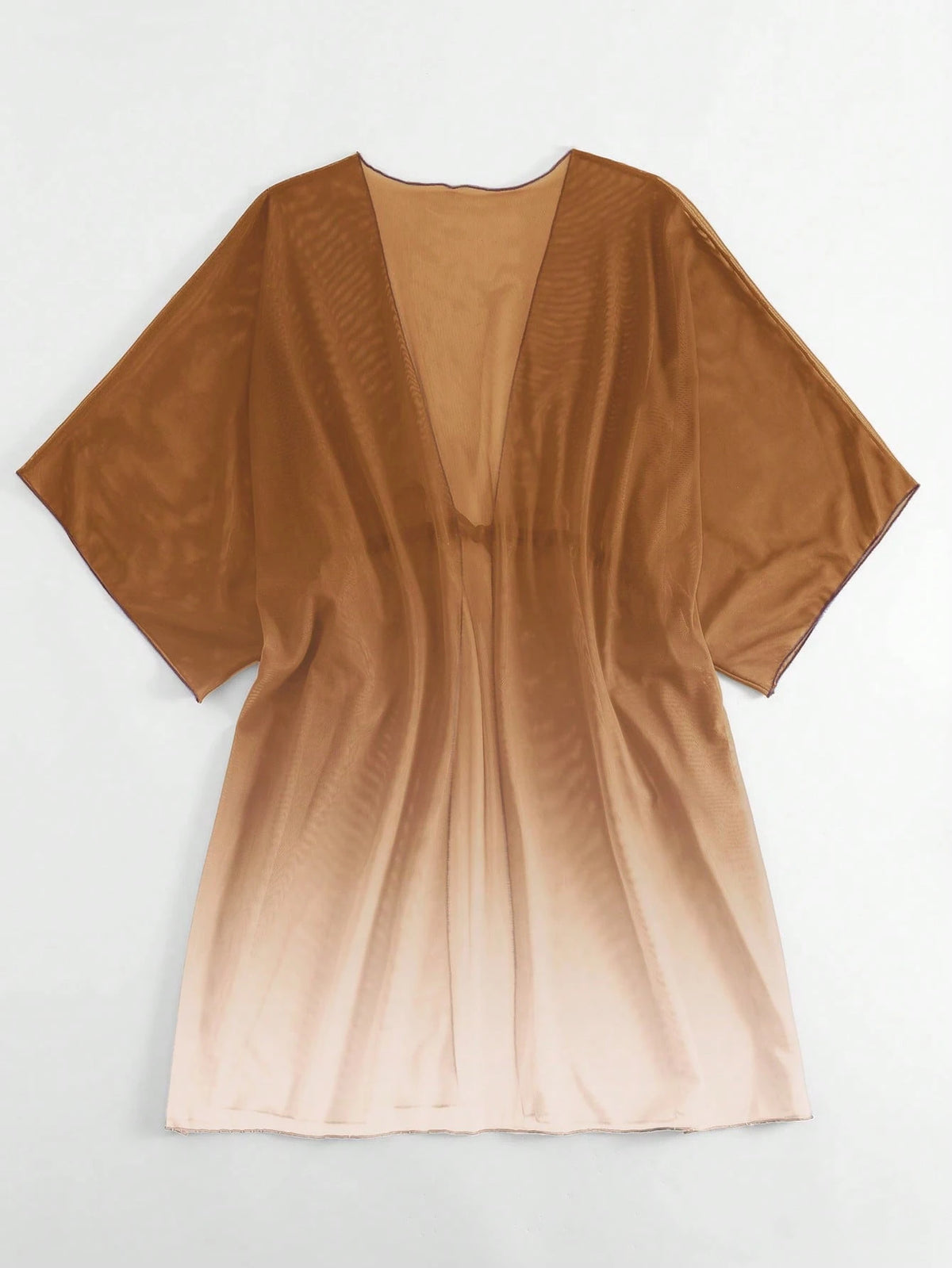SHEIN Swim Ombre Cintura Com Cordão Manga De Asa De Morcego Malha Quimono