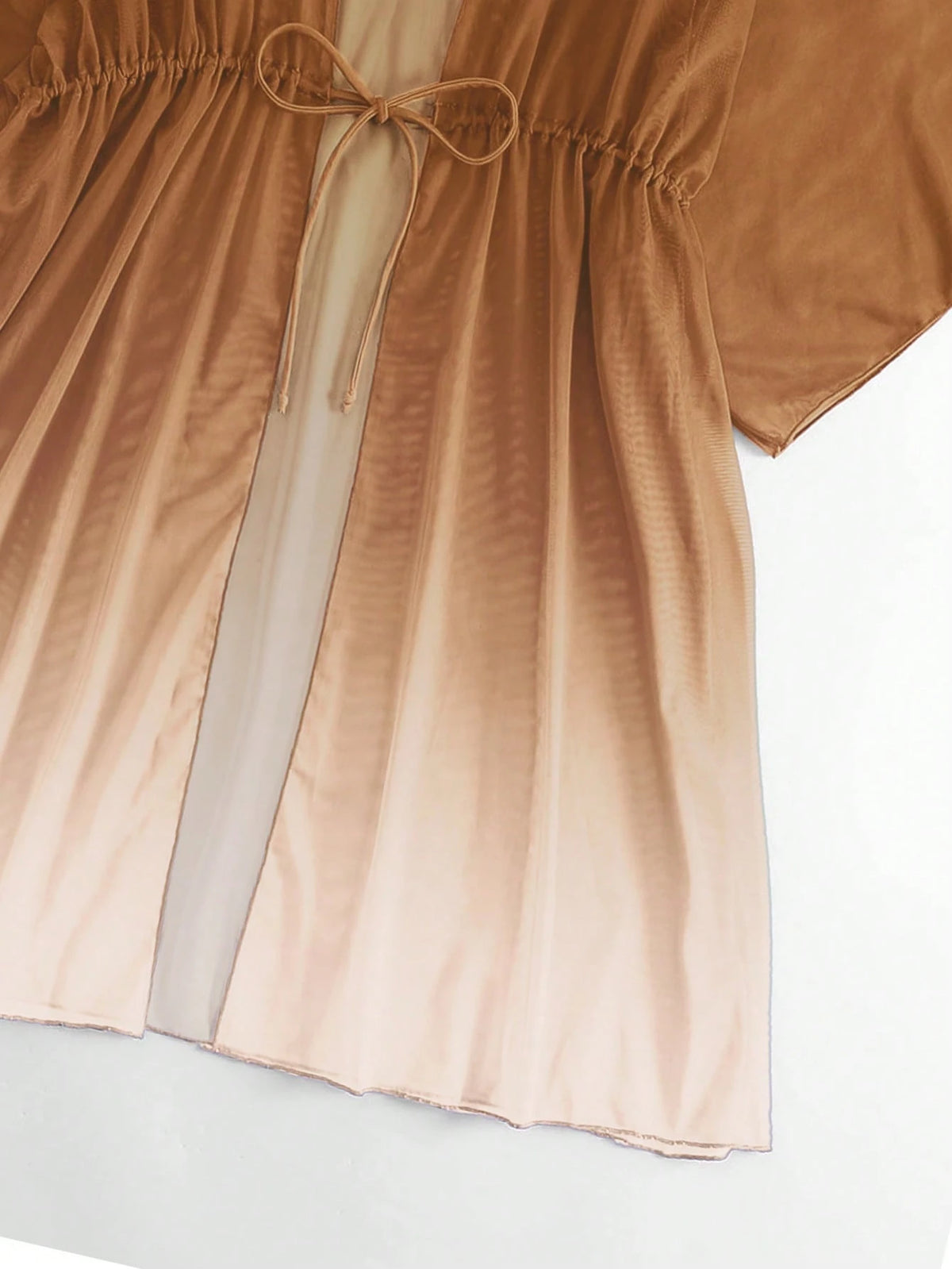 SHEIN Swim Ombre Cintura Com Cordão Manga De Asa De Morcego Malha Quimono
