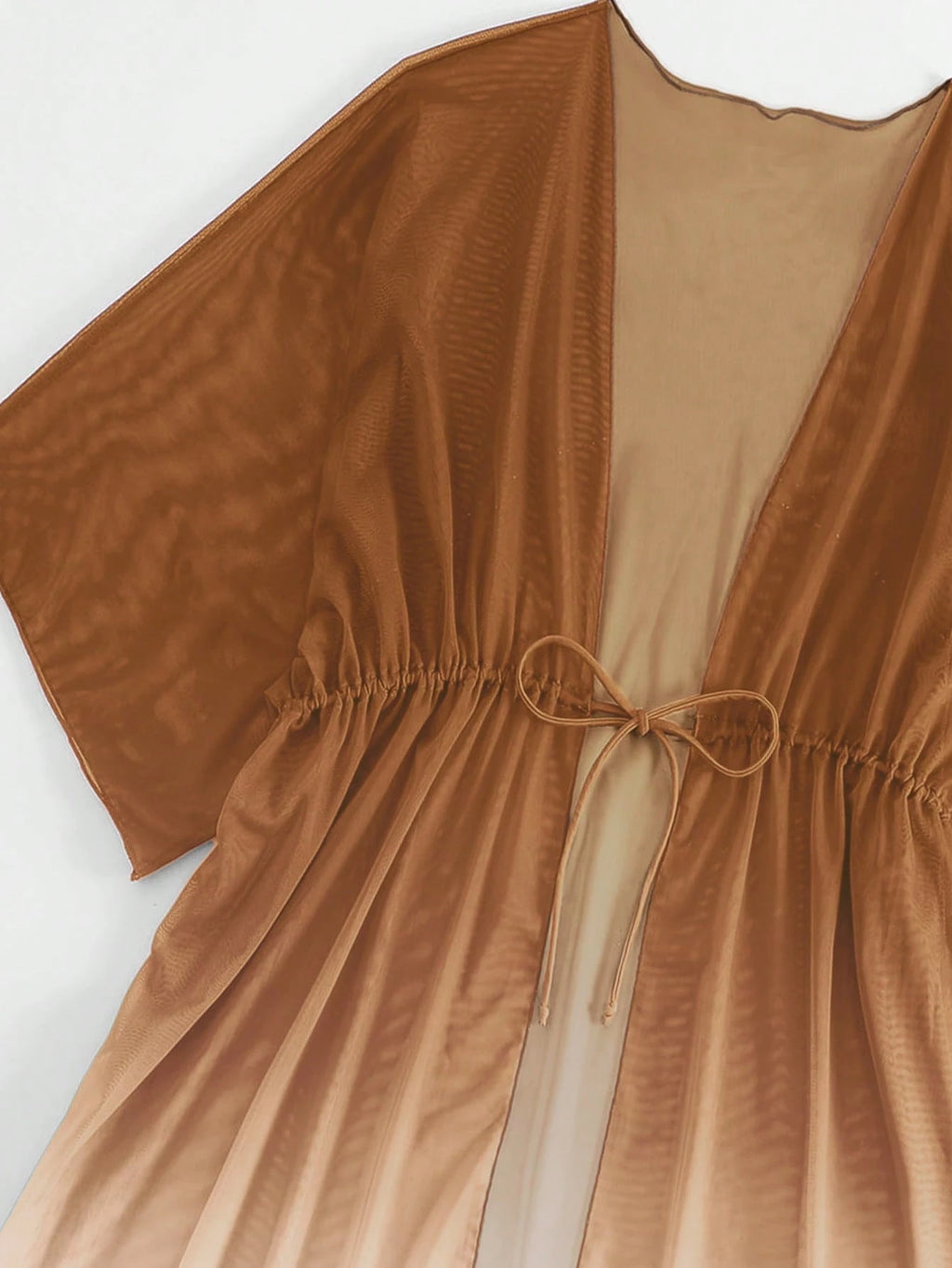 SHEIN Swim Ombre Cintura Com Cordão Manga De Asa De Morcego Malha Quimono