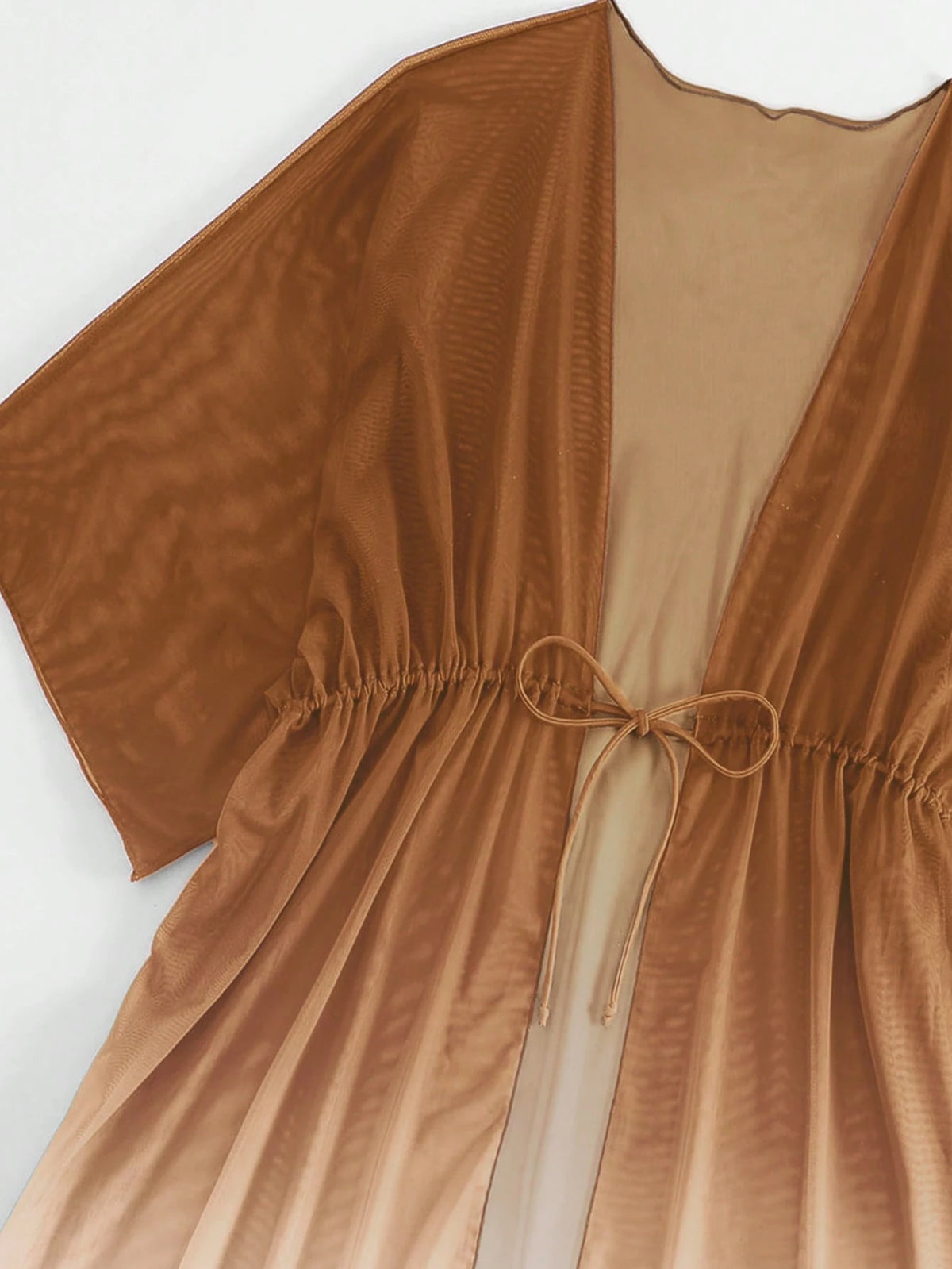 SHEIN Swim Ombre Cintura Com Cordão Manga De Asa De Morcego Malha Quimono
