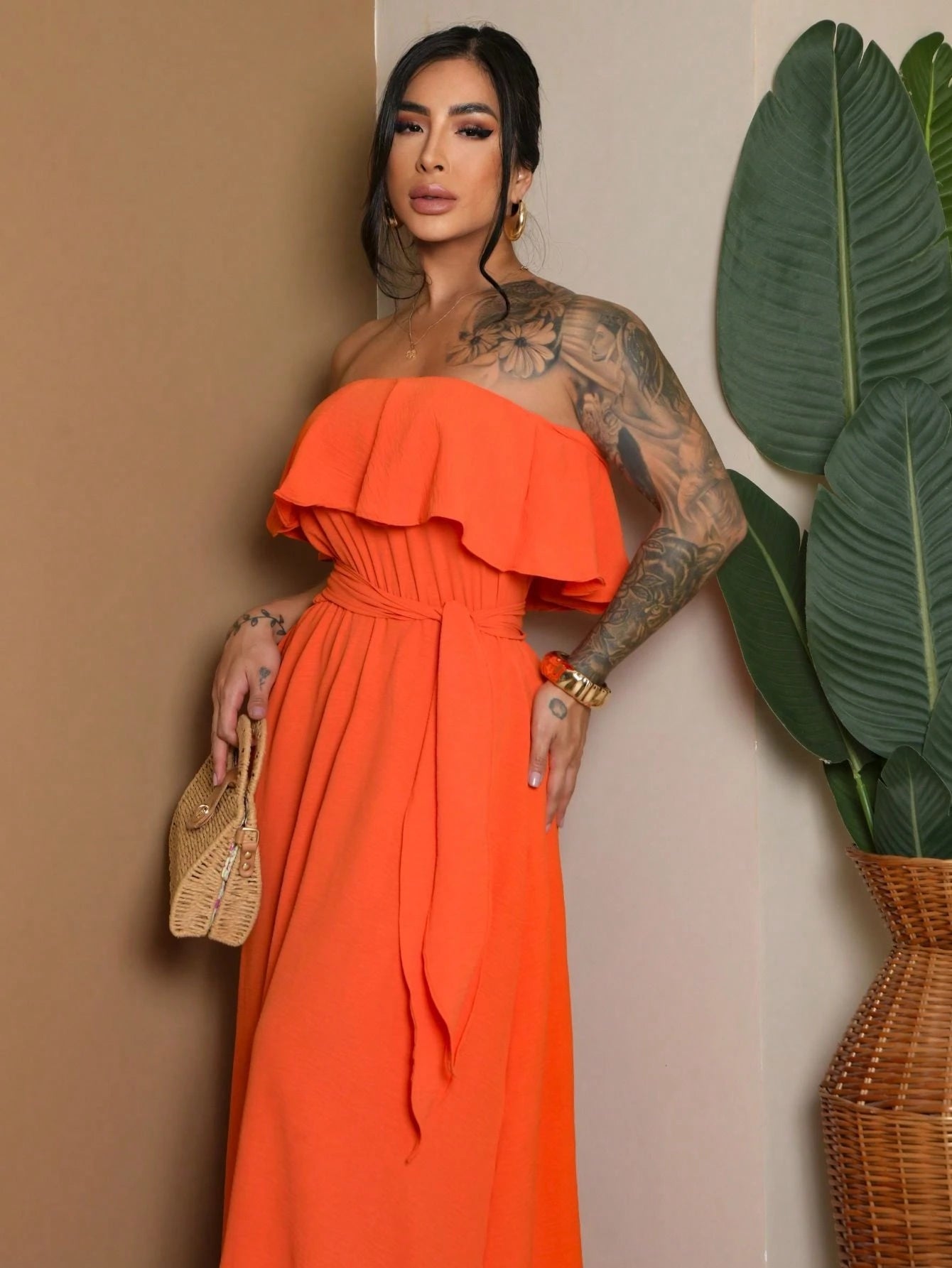 Vestido Longo Babadinho Camadas Sem Bojo Elegante Festa Madrinha Convidada