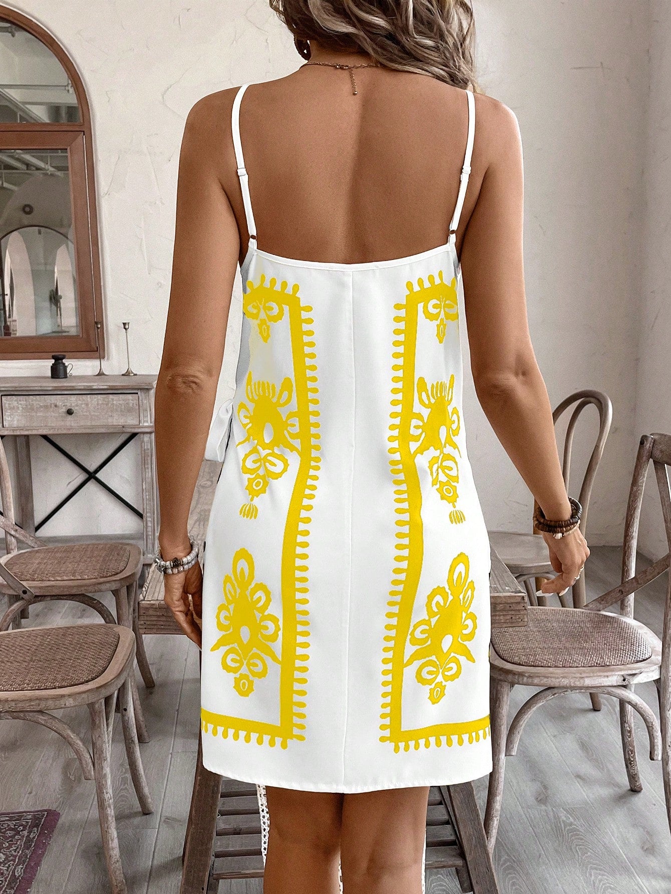 Vivid Eden Vestido Mulher Estampado Simples Diário Cami