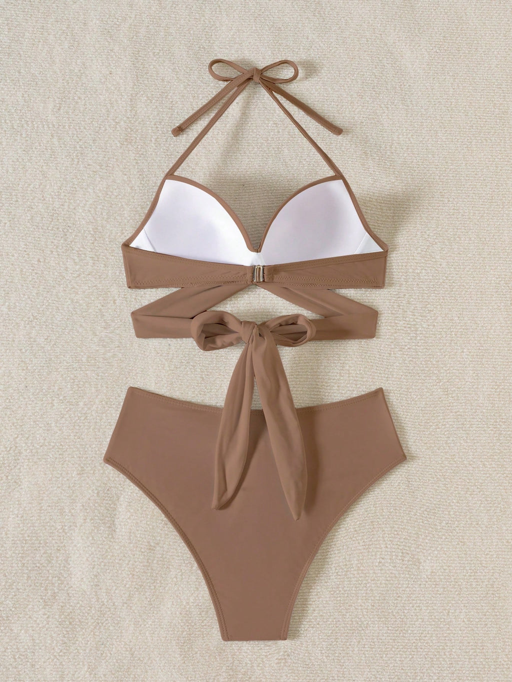 Swim Mod Conjunto de Maiô Bikini sem fio feminino em cores sólidas e simples para verão na praia