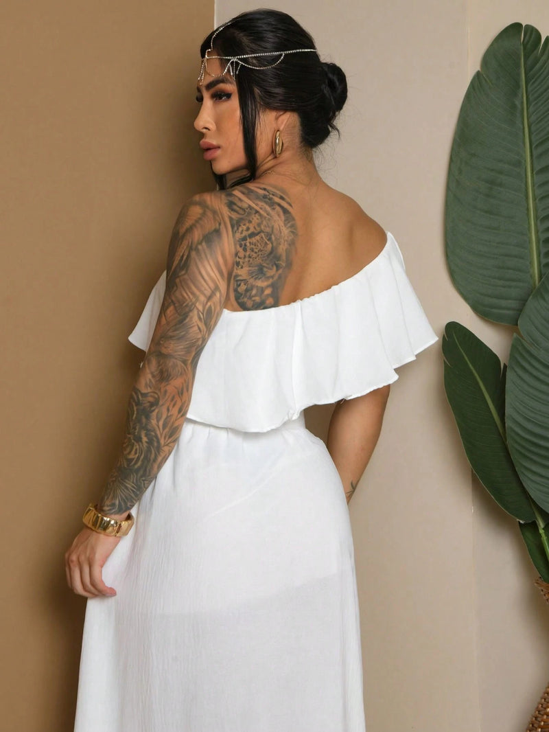 Vestido Longo Babadinho Camadas Sem Bojo Elegante Festa Madrinha Convidada