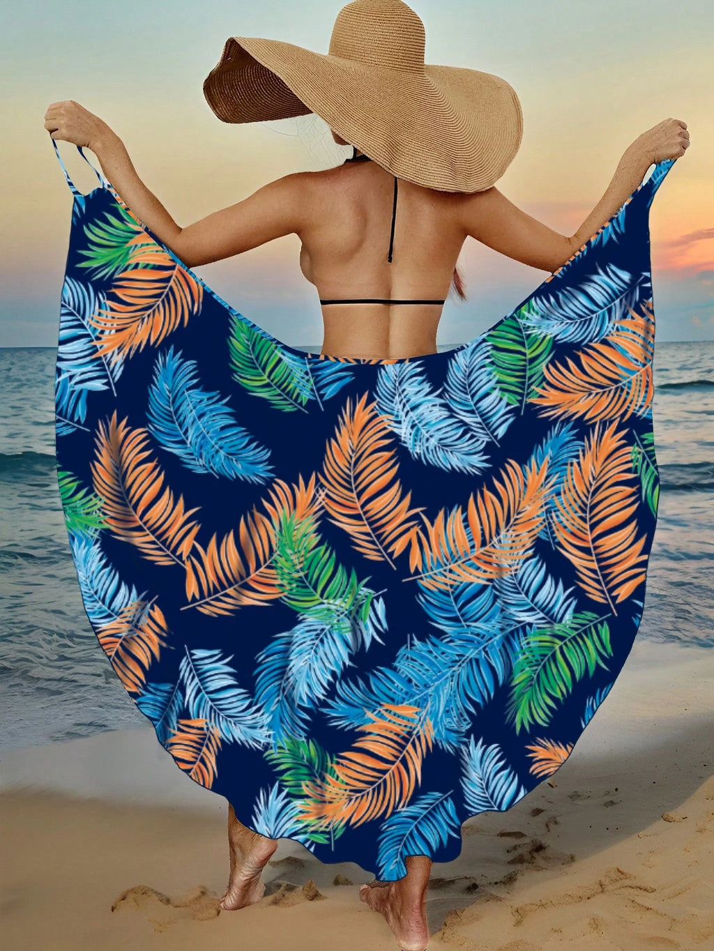 SHEIN Swim Vestidos de Praia para Mulheres, Cobertura de Praia com Estampa de Plantas Tropicais para Verão