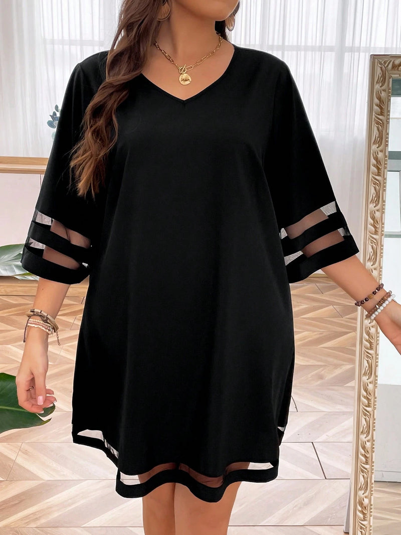 Breezaya mais Vestido malha de contraste inserir
