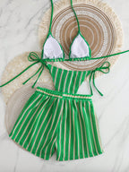 Swim Vcay 3 peças/Conjunto Capa de Crochê de Estilo Boêmio para Maiô Bikini, Saída de Praia