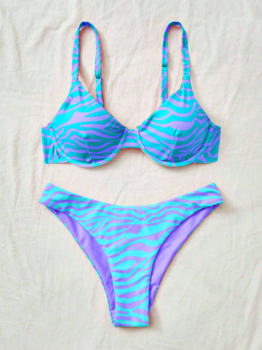 Swim Vcay Maiô Bikini Listrado de Zebra Verde Menta, Roupa de Banho Sexy para Verão
