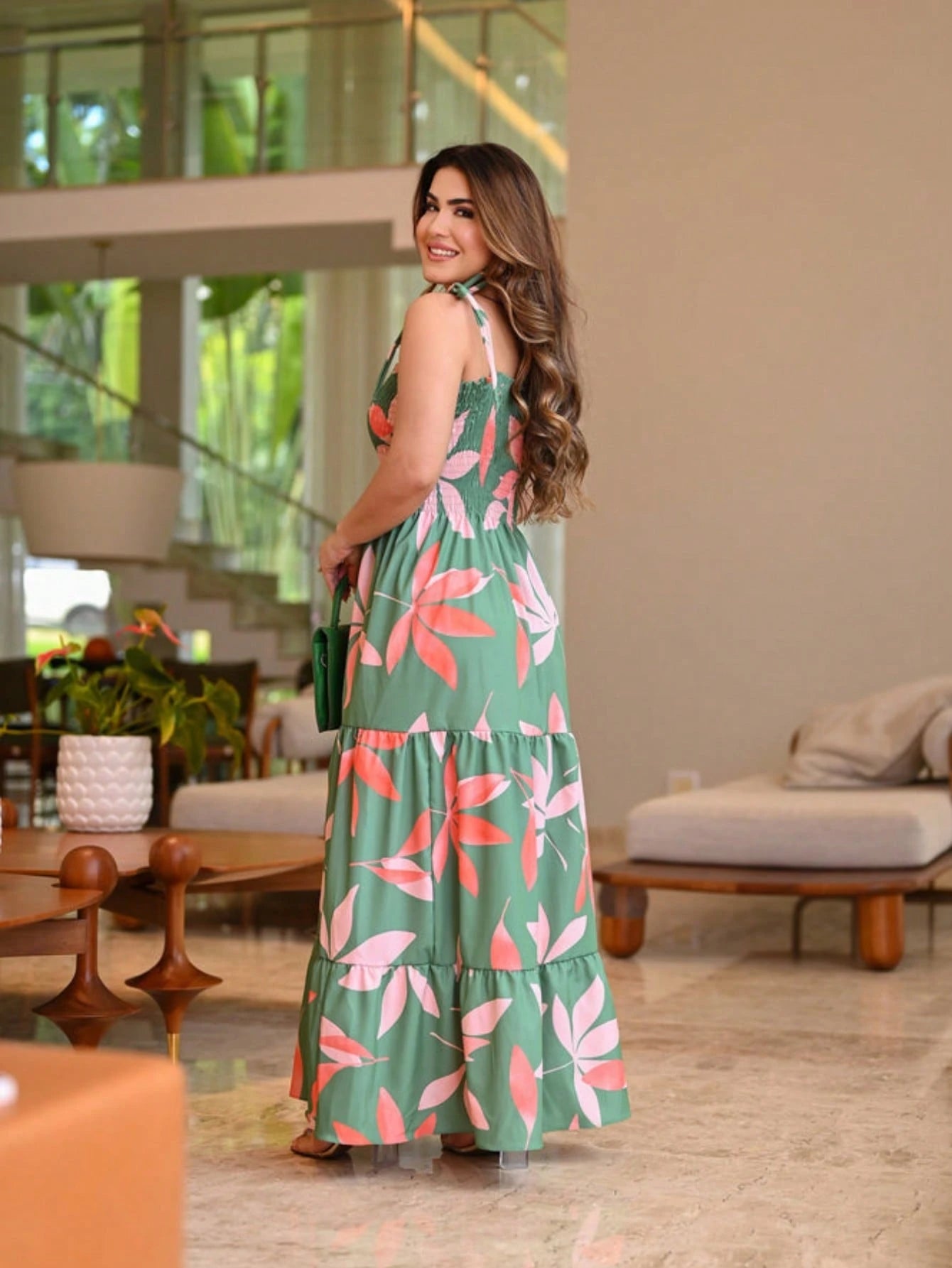 Vestido Feminino Longo Lastex Alça de amarrar