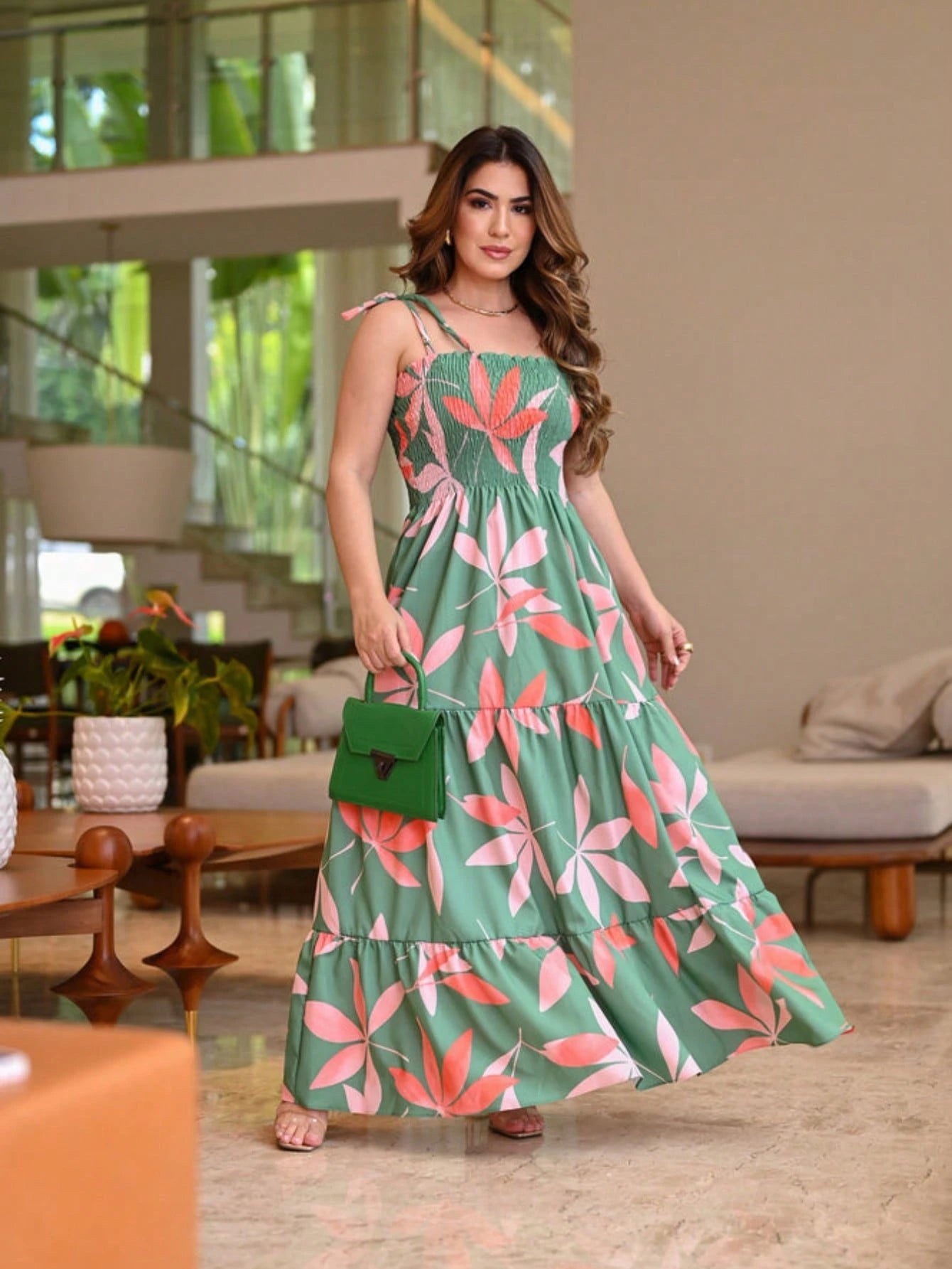 Vestido Feminino Longo Lastex Alça de amarrar