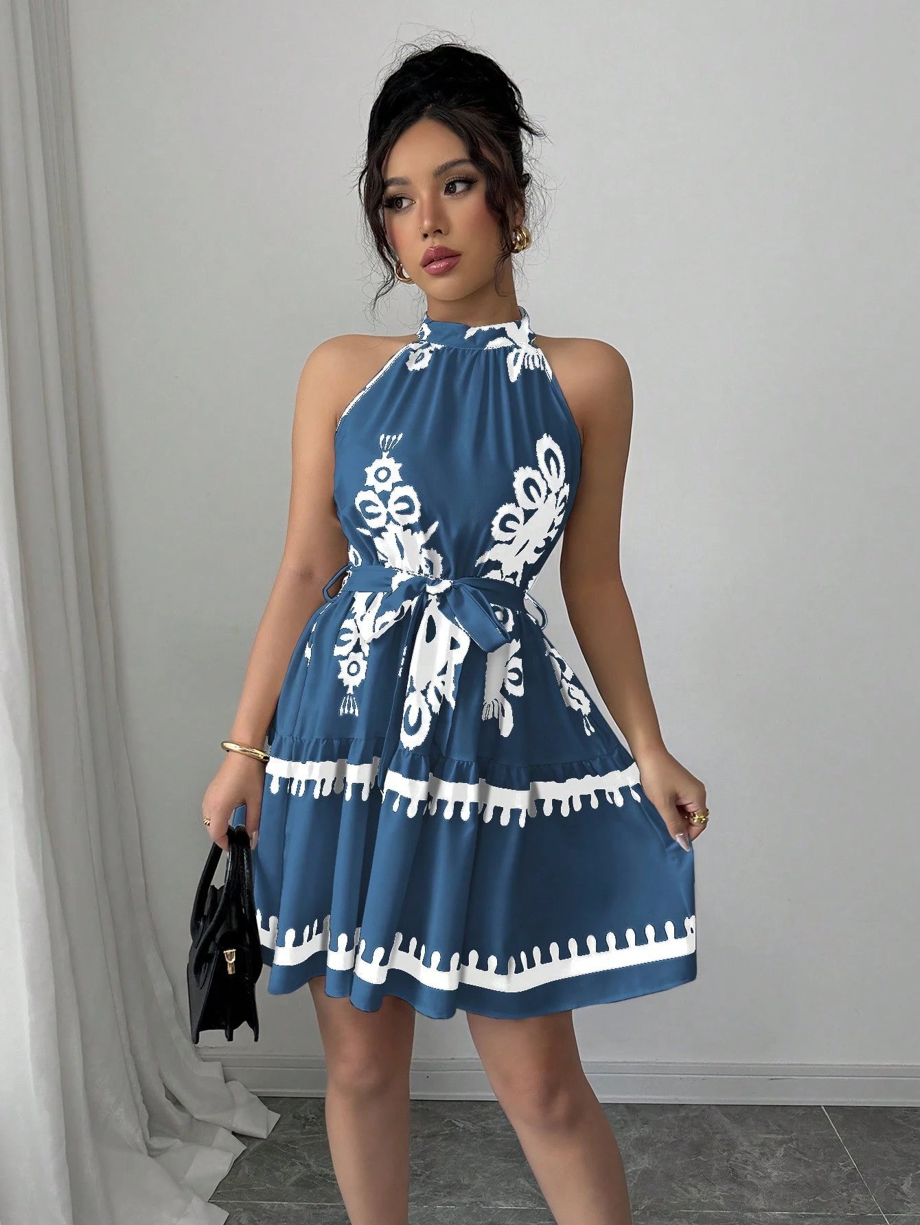 Elenzga Vestido Casual Curto Simples e Elegante sem Mangas, Uso Diário