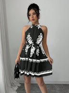 Elenzga Vestido Casual Curto Simples e Elegante sem Mangas, Uso Diário