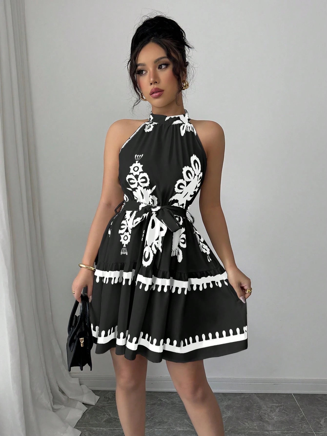 Elenzga Vestido Casual Curto Simples e Elegante sem Mangas, Uso Diário