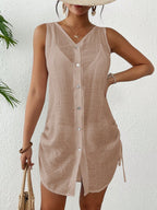SHEIN Swim Vestido Kimono Feminino de Cor Sólida, Decote em V, Monopeito, Sem Mangas