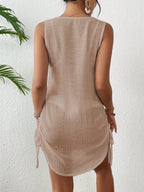 SHEIN Swim Vestido Kimono Feminino de Cor Sólida, Decote em V, Monopeito, Sem Mangas