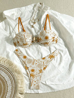 Swim Mod Swimwear Conjunto de duas peças com top cropped com efeito push up e calcinha de Maiô Bikini com alças finas, Roupa de praia de verão