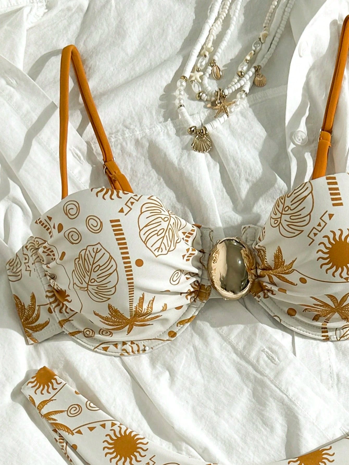 Swim Mod Swimwear Conjunto de duas peças com top cropped com efeito push up e calcinha de Maiô Bikini com alças finas, Roupa de praia de verão