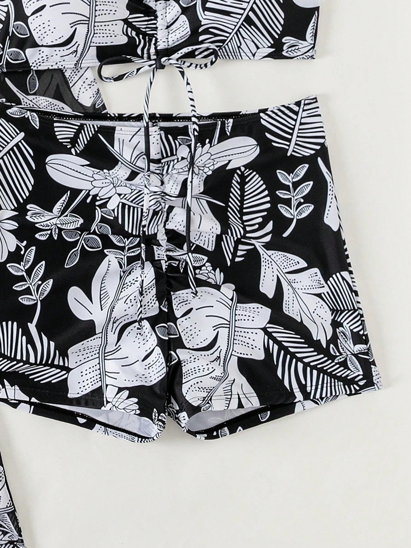 SHEIN Swim Impressão Floral Cordão Biquíni com Quimono